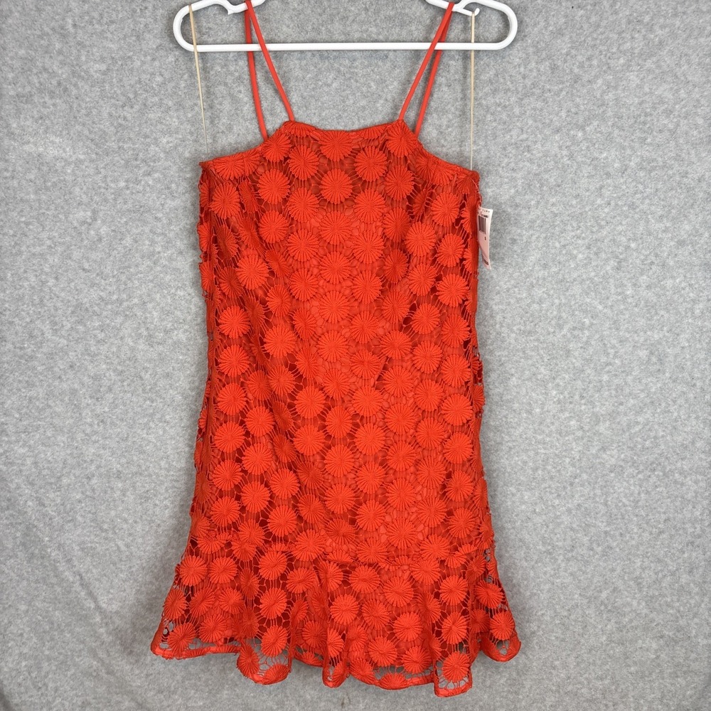 Trina Turk Dress Size Small Tangerine Hot Mambo Crochet Cocktail Dress